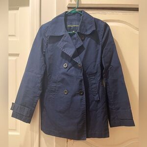 Banana Republic woman’s pea coat trench rain coat, blue size medium, jacket
